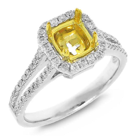0.46 Ctw 14k Two-tone Gold Diamond Semi-mount Ring