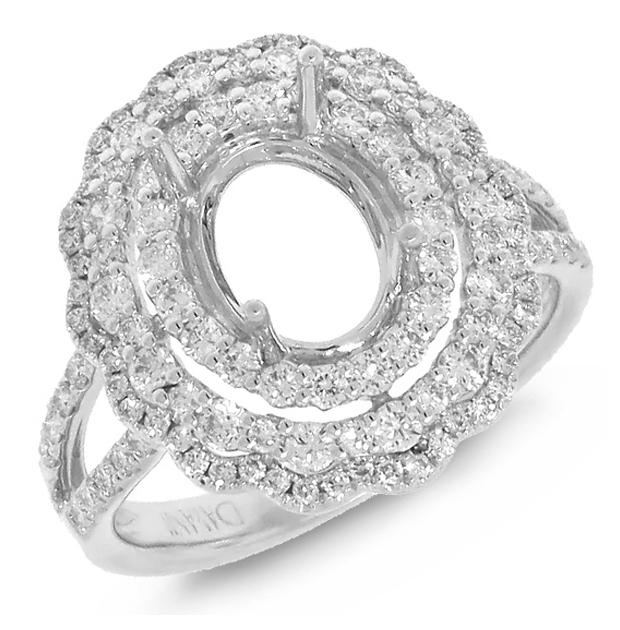 0.92 Ctw 18k White Gold Diamond Semi-mount Ring