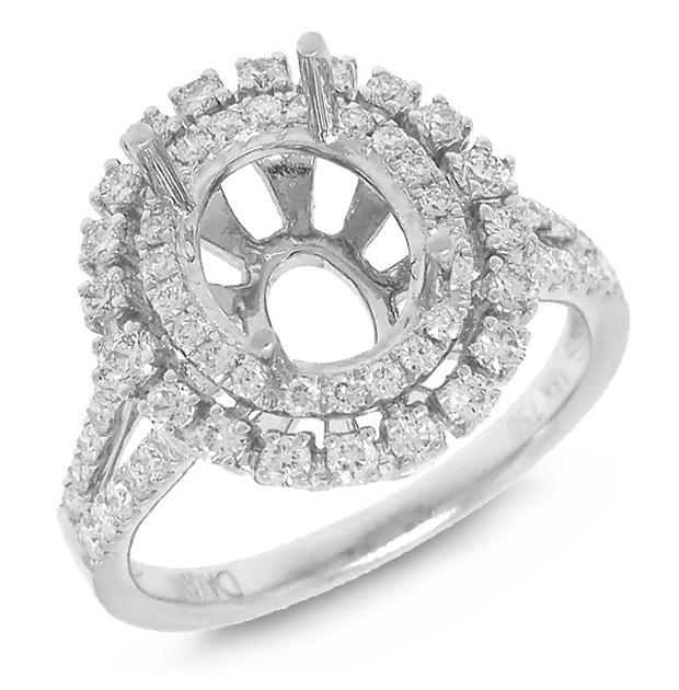 0.77 Ctw 18k White Gold Diamond Semi-mount Ring