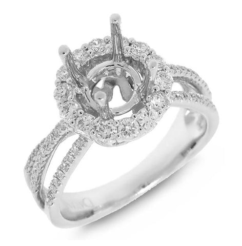 0.60 Ctw 14k White Gold Diamond Semi-mount Ring