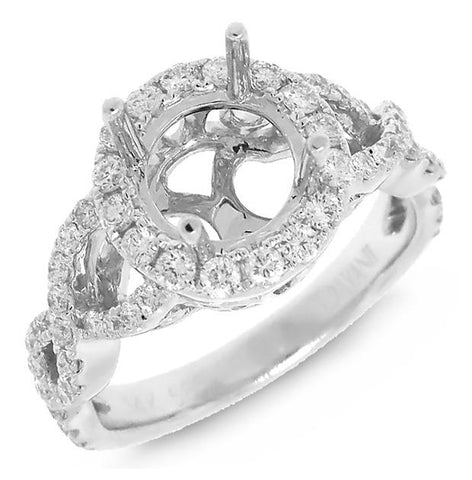0.71 Ctw 14k White Gold Diamond Semi-mount Ring