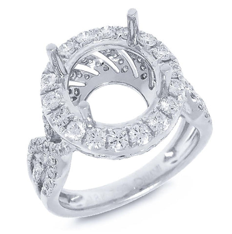 1.15 Ctw 18k White Gold Diamond Semi-mount Ring