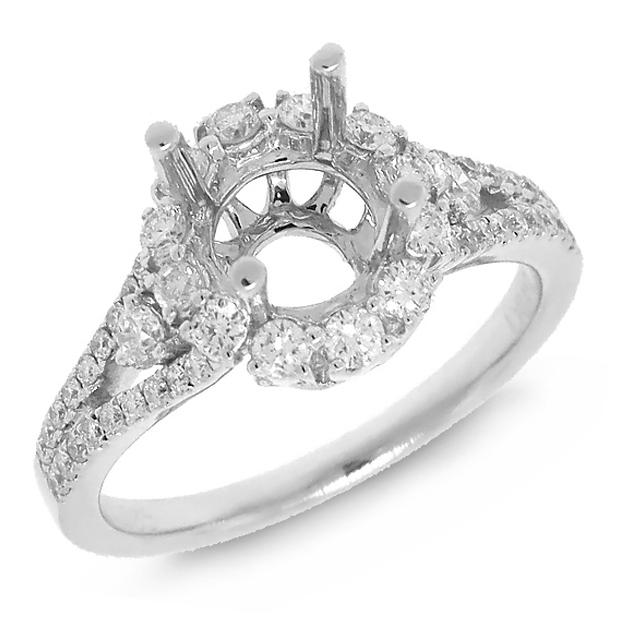 0.62 Ctw 14k White Gold Diamond Semi-mount Ring
