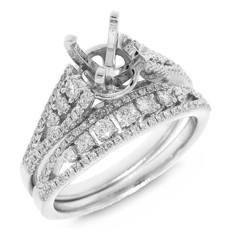 0.54 Ctw 14k White Gold Diamond Semi-mount Ring 2-pc