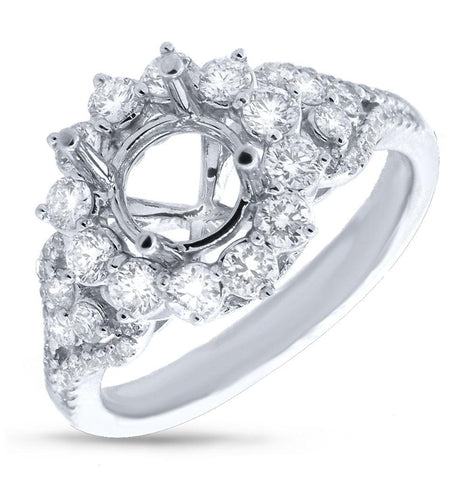 0.85 Ctw 14k White Gold Diamond Semi-mount Ring