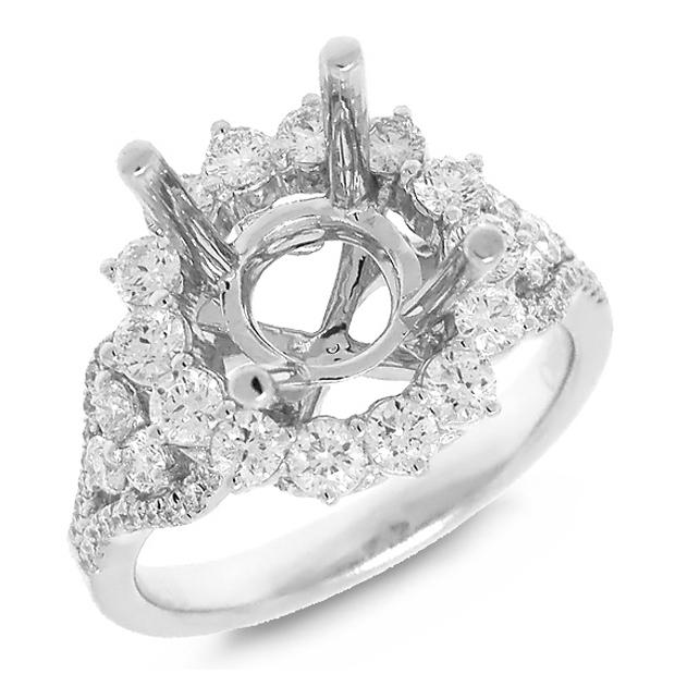 1.11 Ctw 18k White Gold Diamond Semi-mount Ring