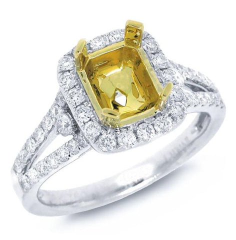 0.70 Ctw 18k Two-tone Gold Diamond Semi-mount Ring