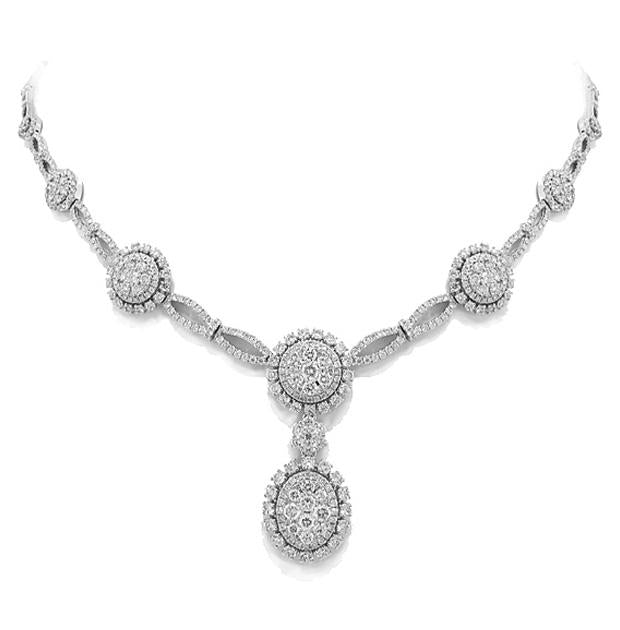 7.93 Ctw 14k White Gold Diamond Necklace