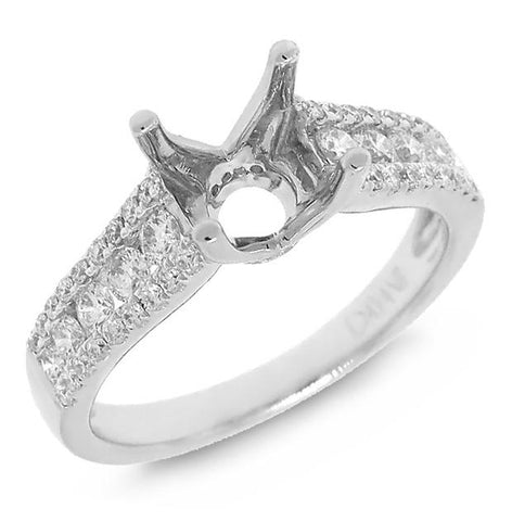 0.59 Ctw 14k White Gold Diamond Semi-mount Ring