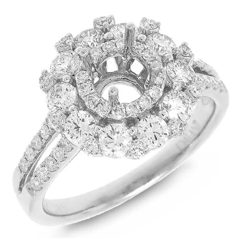 1.20 Ctw 14k White Gold Diamond Semi-mount Ring