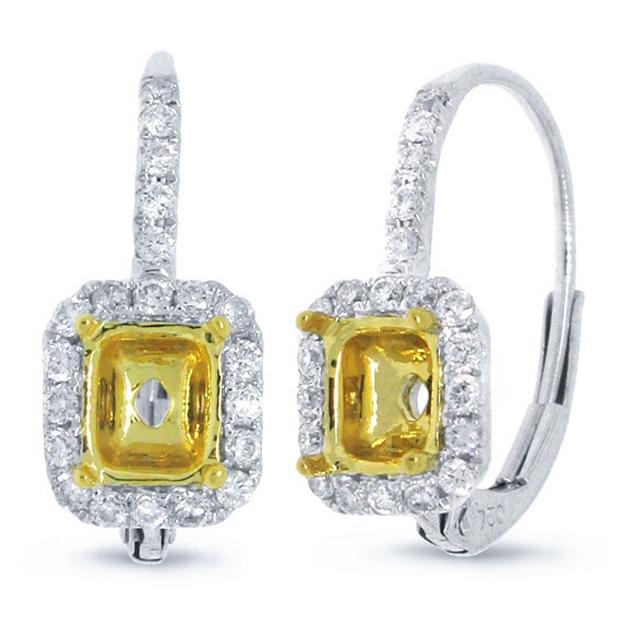 0.40 Ctw 18k Two-tone Gold Diamond Semi-mount Earring