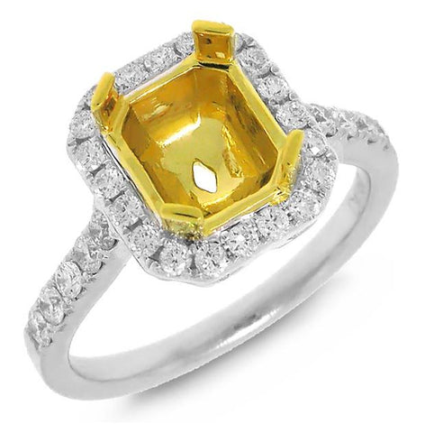 0.54 Ctw 14k Two-tone Gold Diamond Semi-mount Ring