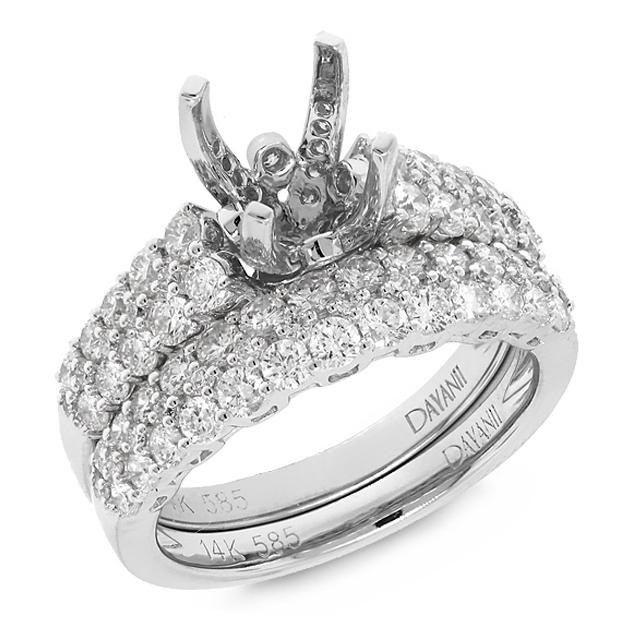 1.79 Ctw 14k White Gold Diamond Semi-mount Ring 2-pc