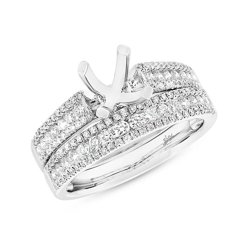 0.87 Ctw 14k White Gold Diamond Semi-mount Ring 2-pc