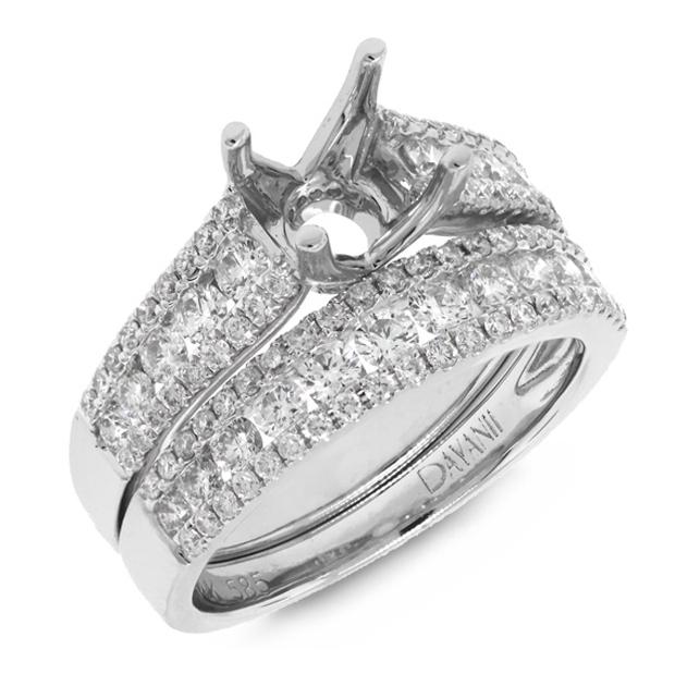 1.32 Ctw 14k White Gold Diamond Semi-mount Ring 2-pc