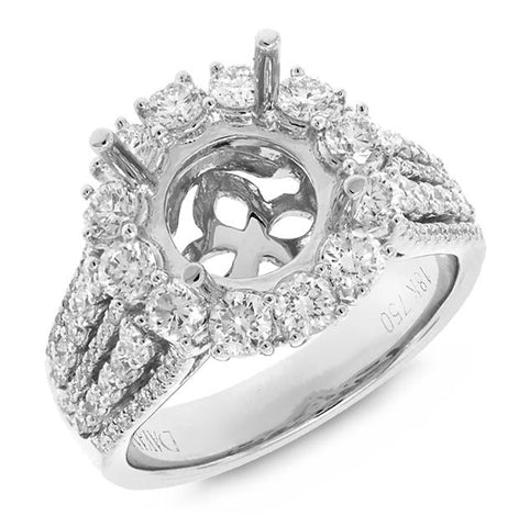 1.53 Ctw 18k White Gold Diamond Semi-mount Ring