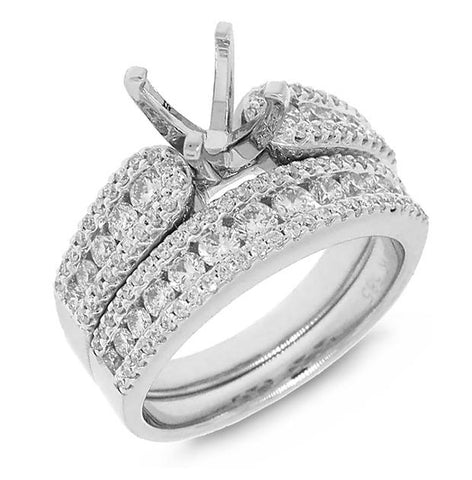 1.15 Ctw 14k White Gold Diamond Semi-mount Ring 2-pc For 1.00 Ctw Center