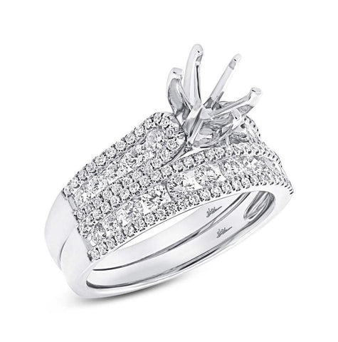 1.20 Ctw 14k White Gold Diamond Semi-mount Ring 2-pc For 1.00 Ctw Center