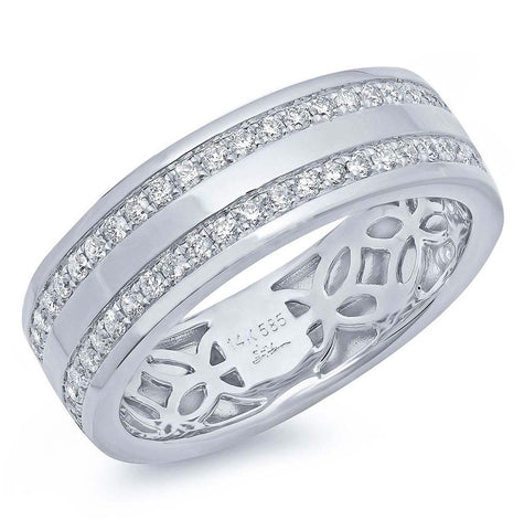 0.86 Ctw 14k White Gold Diamond Mens Band Size 12