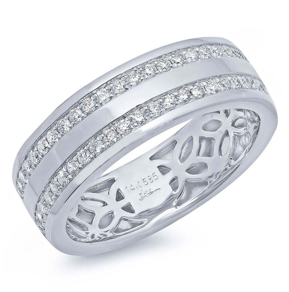 0.86 Ctw 14k White Gold Diamond Mens Band Size 9