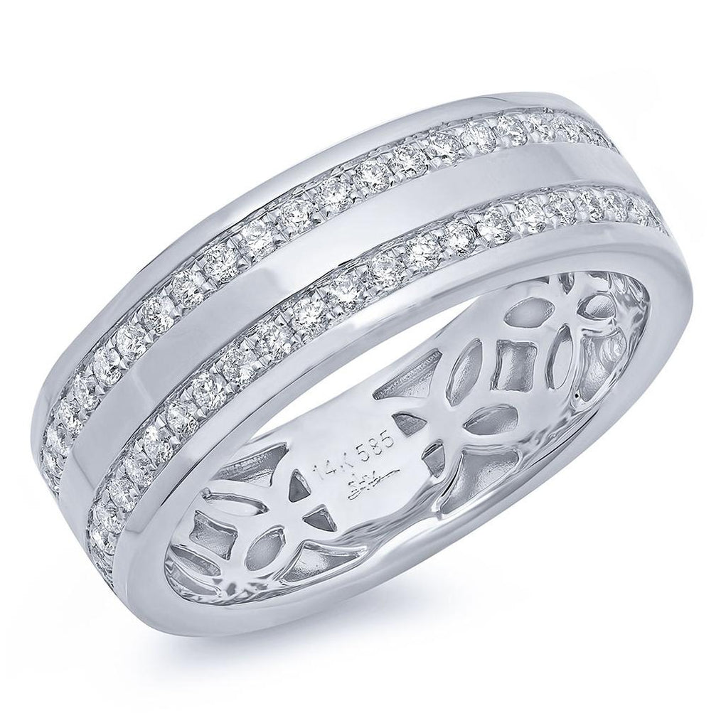 0.86 Ctw 14k White Gold Diamond Mens Band