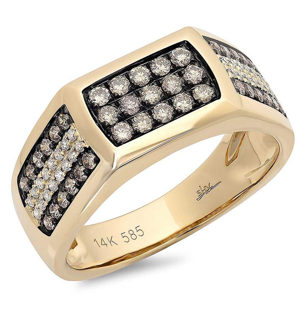 0.87 Ctw 14k Yellow Gold White And Champagne Diamond Mens Wedding Band Ring Size 12