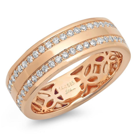 0.86 Ctw 14k Rose Gold Diamond Mens Band