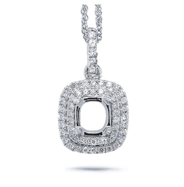 0.23 Ctw 14k White Gold Diamond Semi-mount Pendant Necklace With 18 Inch Chain