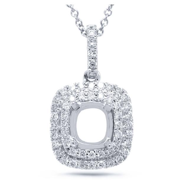 0.28 Ctw 14k White Gold Diamond Semi-mount Pendant Necklace With 18 Inch Chain