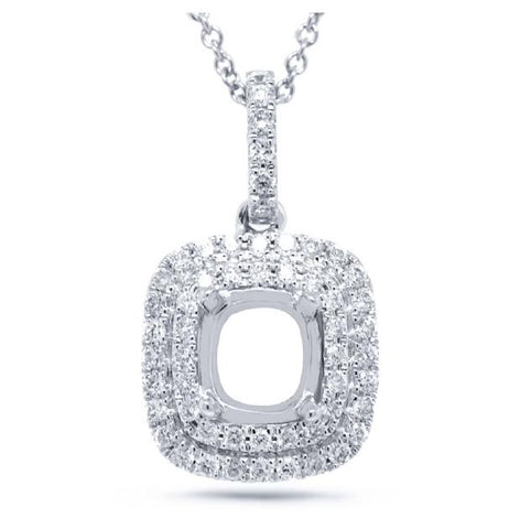 0.28 Ctw 14k White Gold Diamond Semi-mount Pendant Necklace With 18 Inch Chain