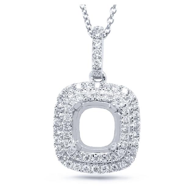 0.31 Ctw 14k White Gold Diamond Semi-mount Pendant Necklace With 18 Inch Chain