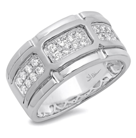 0.0 Ctw 14k White Gold Diamond Mens Band Size 19