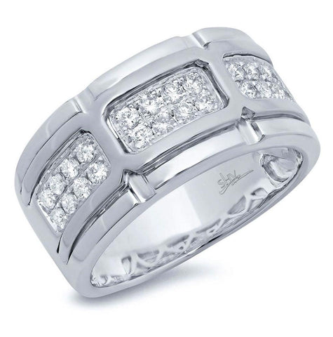 0.60 Ctw 14k White Gold Diamond Mens Band