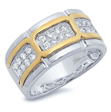 0.60 Ctw 14k Two-tone Gold Diamond Mens Band