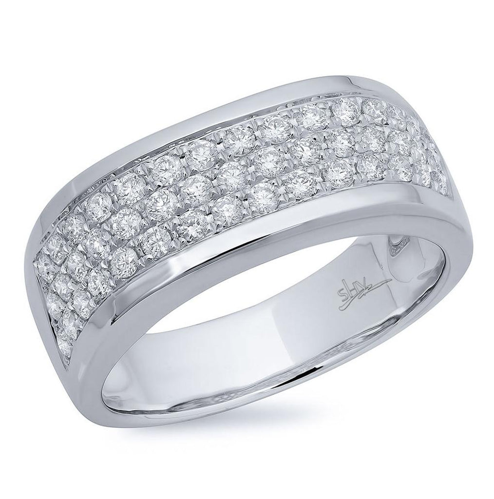 0.95 Ctw 14k White Gold Diamond Mens Band