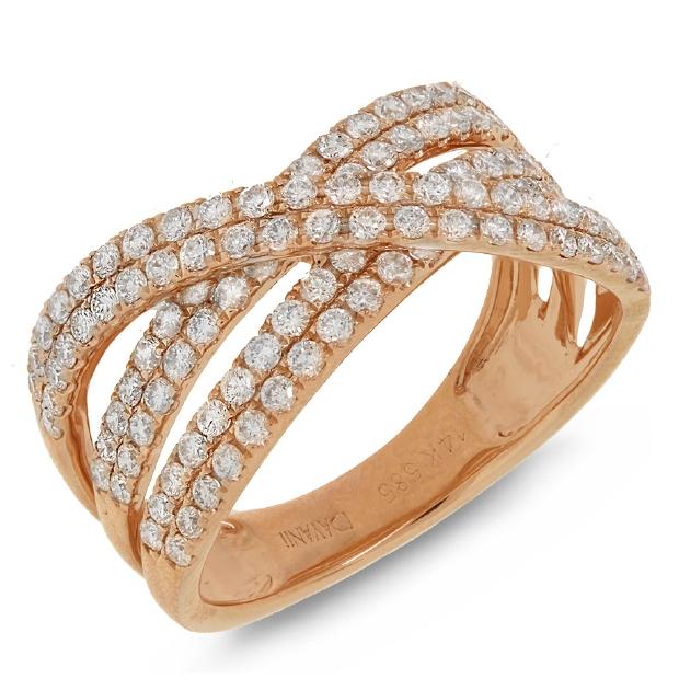 1.18 Ctw 14k Rose Gold Diamond Bridge Ring