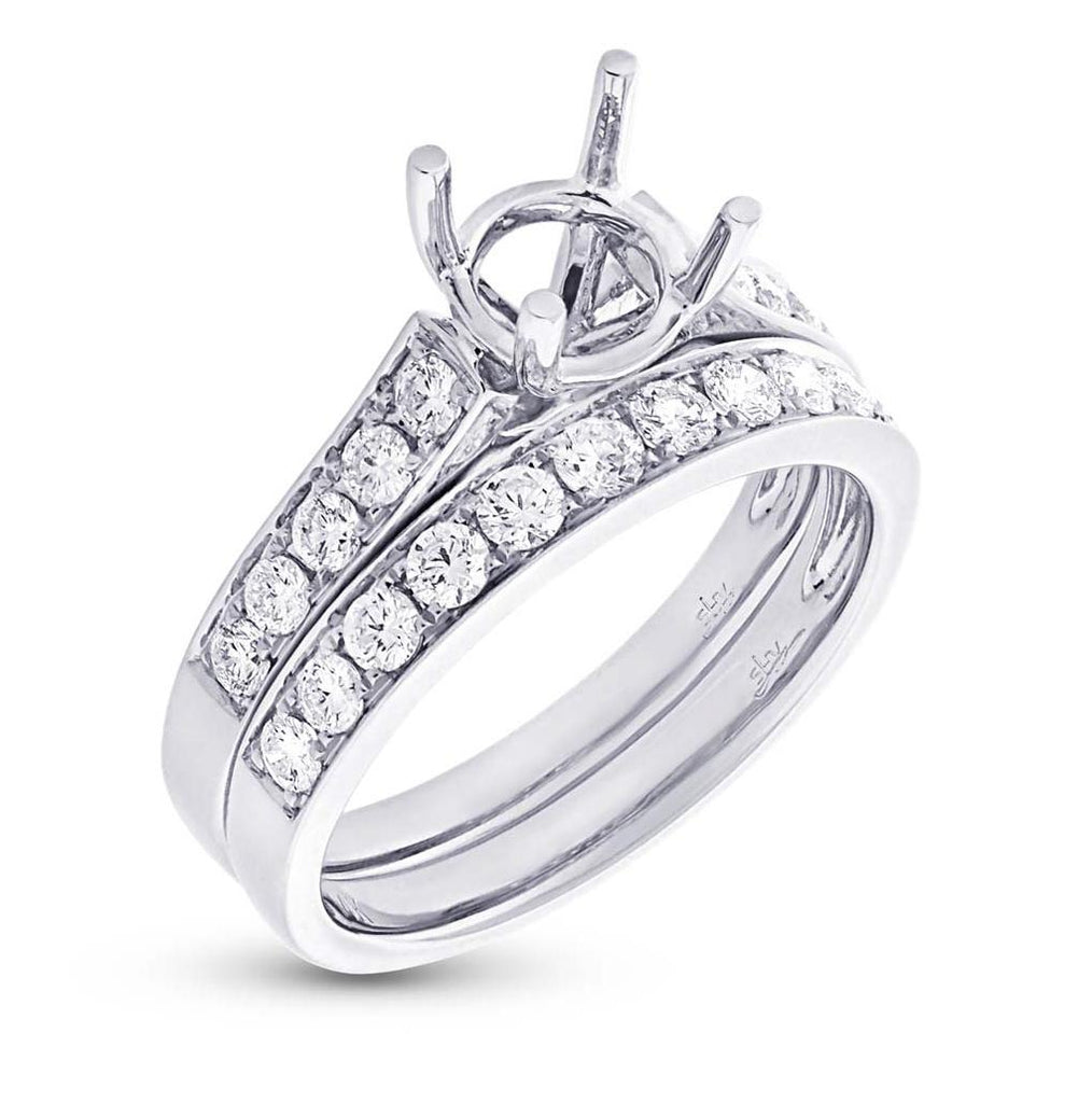 0.76 Ctw 14k White Gold Diamond Semi-mount Ring 2-pc