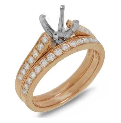 0.48 Ctw 14k Rose Gold Diamond Semi-mount Ring 2-pc