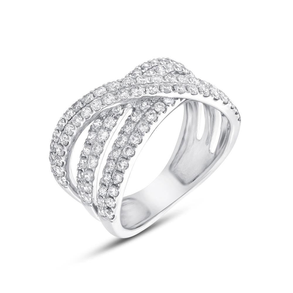 1.18 Ctw 14k White Gold Diamond Bridge Ring