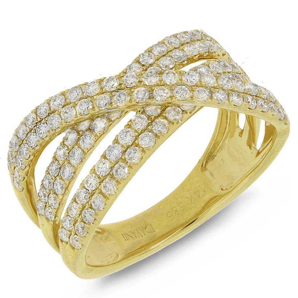 1.18 Ctw 14k Yellow Gold Diamond Bridge Ring Size 7.5