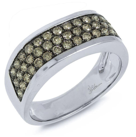 1.08 Ctw 14k White Gold Champagne Diamond Mens Band