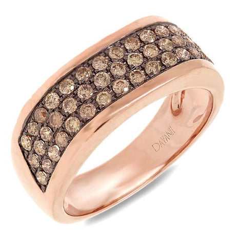 1.08 Ctw 14k Rose Gold Champagne Diamond Mens Band