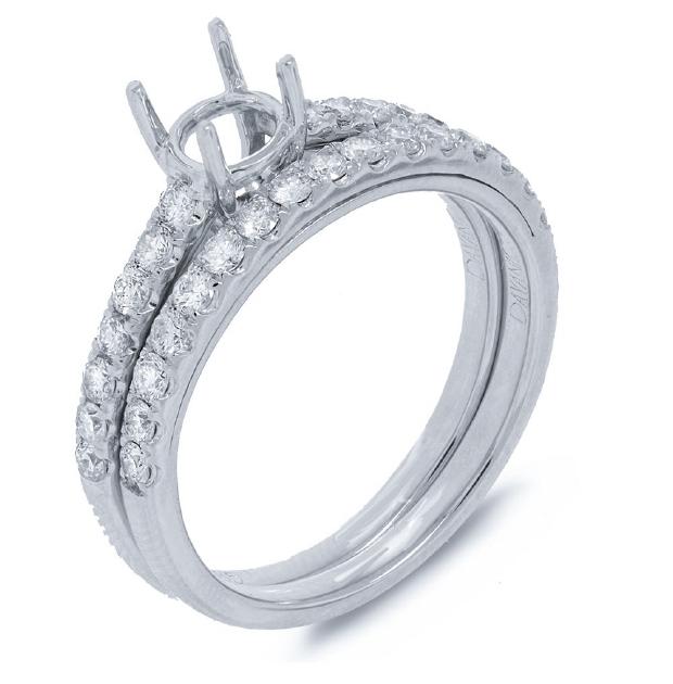 0.66 Ctw 14k White Gold Diamond Semi-mount Ring