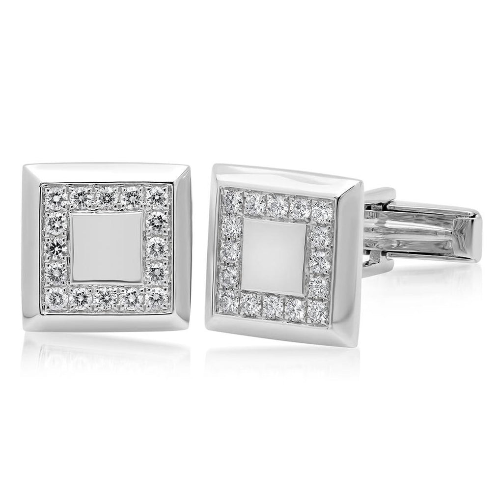 0.82 Ctw 14k White Gold Diamond Cuff Links