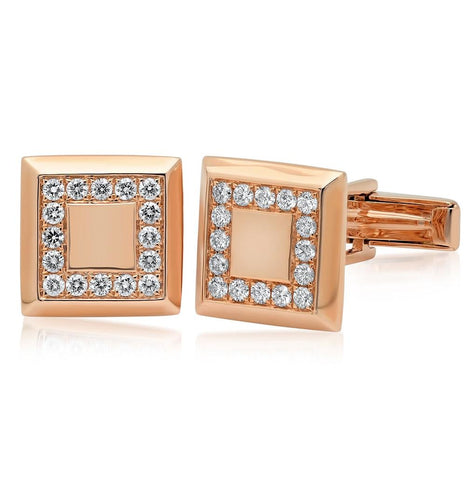 0.82 Ctw 14k Rose Gold Diamond Cuff Links