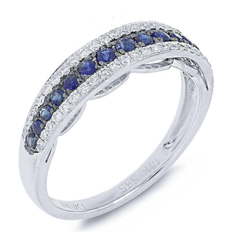 0.21 Ctw Diamond And 0.37 Ctw Blue Sapphire 14k White Gold Ring Size 6