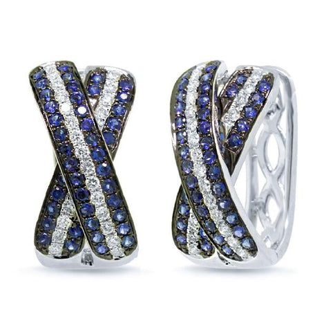 0.48 Ctw Diamond And 0.91 Ctw Blue Sapphire 14k White Gold Bridge Earring