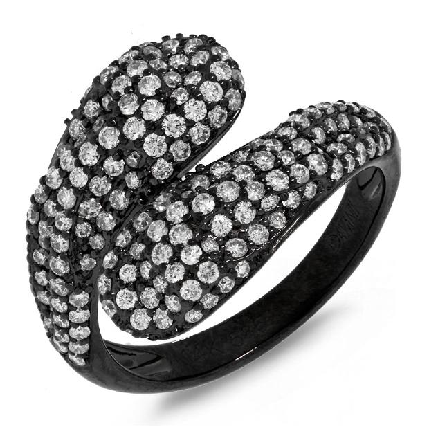 1.23 Ctw 14k Black Rhodium Gold Diamond Womens Ring