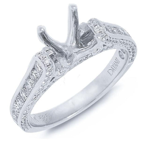 0.90 Ctw 14k White Gold Diamond Semi-mount Ring