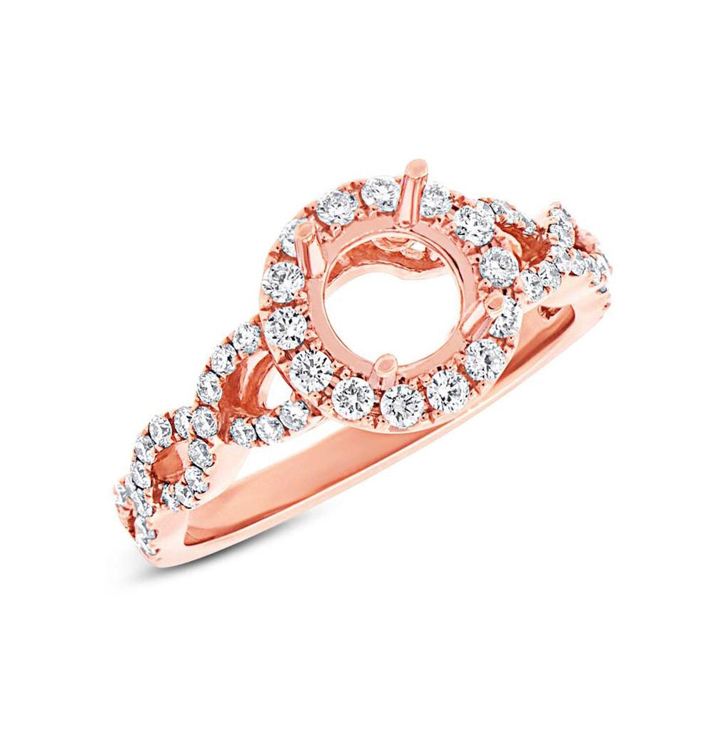 0.60 Ctw 14k Rose Gold Diamond Semi-mount Ring